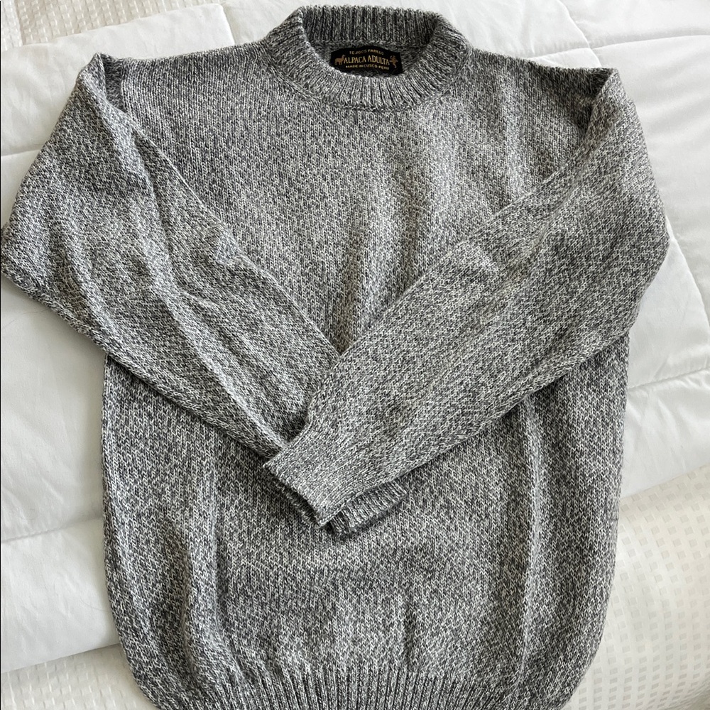 Peruvian Adult Alpaca Wool Charcoal Crewneck Sweater, from Cusco